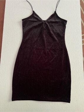 H&M Black Velvet Mini Dress with Subtle Sparkle